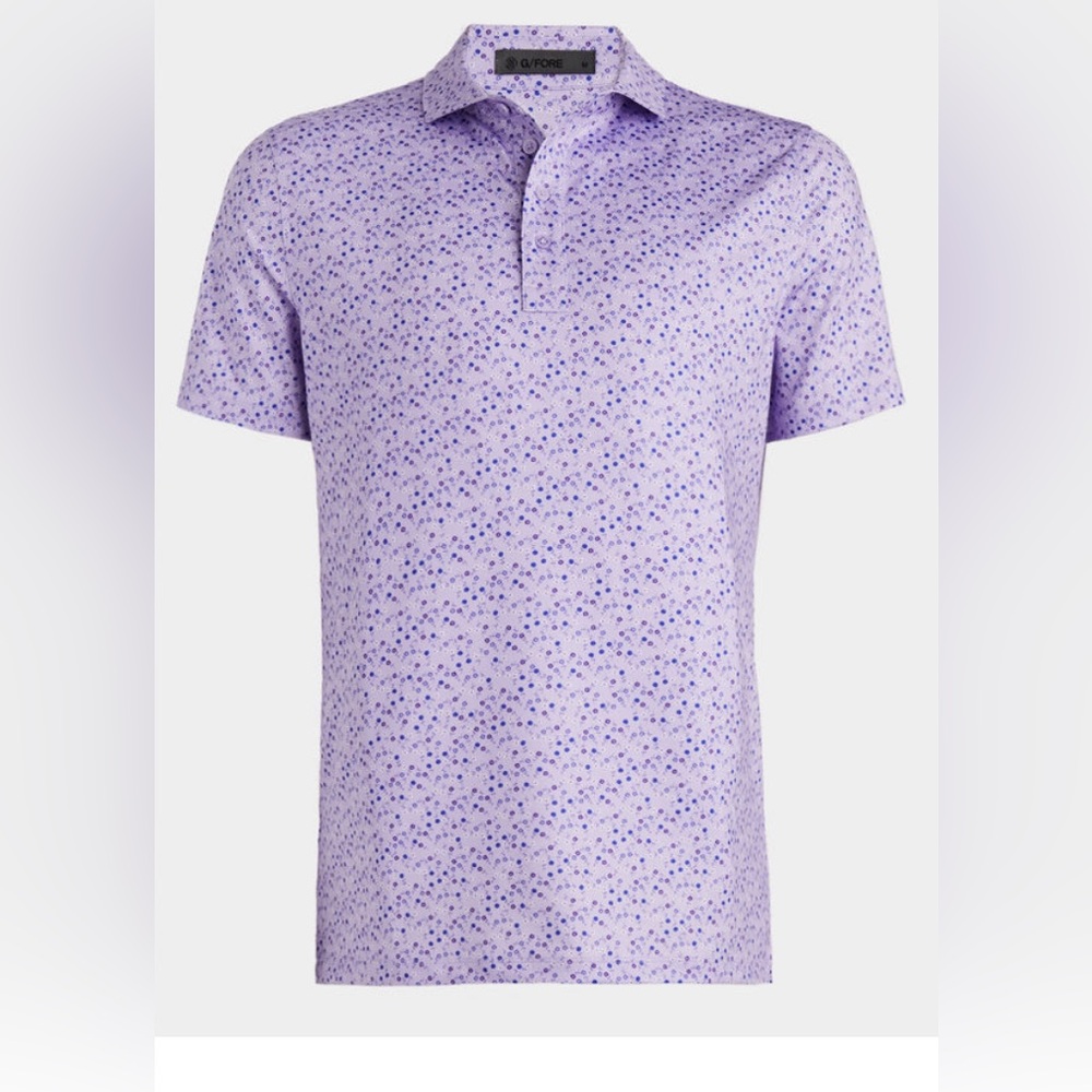 Men’s XL polo golf shirt purple flower print light weight BREATHABLE